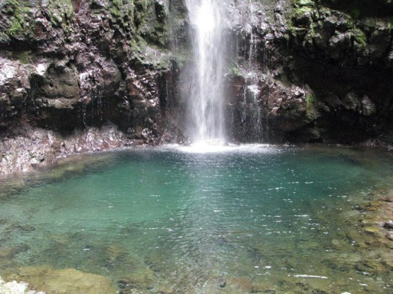 Das Becken, in das sich der Wasserfall ergießt